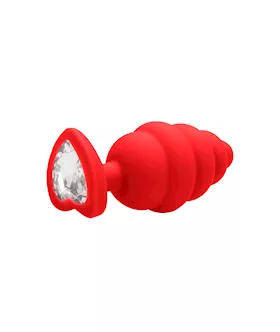 Large Ribbed Diamond Heart Plug