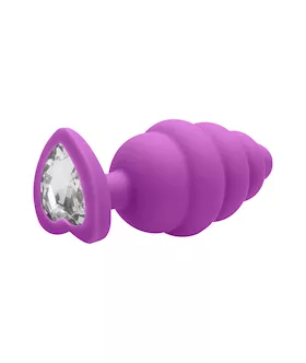 Extra Large Ribbed Diamond Heart Plug