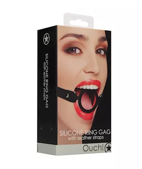 Silicone Ring Gag - With Leather Straps 