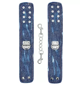 Denim Ankle Cuffs - Roughened Denim Style 