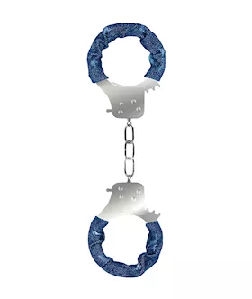 Denim Metal Handcuffs - Roughened Denim Style 