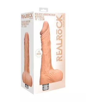 Realistic Vibrating Dildo With Balls - 10 Inch