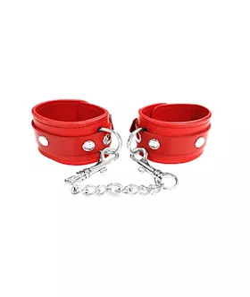 Rouge Plain Leather Wrist Cuffs