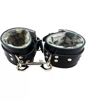 Rouge Leather Faux Fur Wrist Cuffs