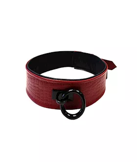 Rouge Plain Leather Collar