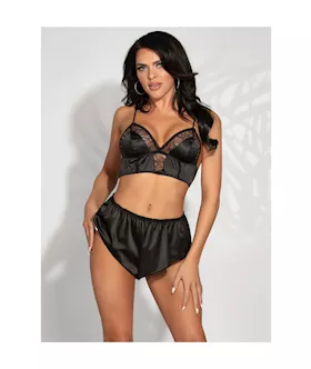 Seduction 2-piece Bralette And Short Set Satin 