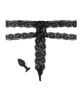 Gem Butt Plug Crotchless Panties