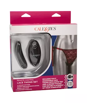 Remote Control Lace Thong Set - One Size