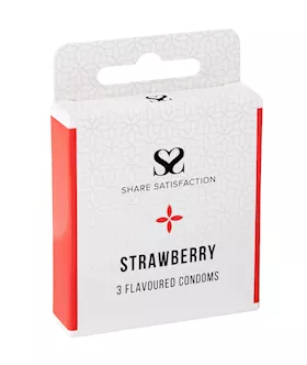 Share Satisfaction Strawberry Flavoured Condom - 3 Pack