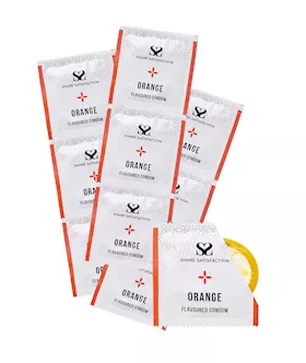Share Satisfaction Orange Flavoured Condoms  100 Bulk Pack