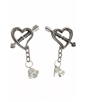 Heart Spring Secured Nipple Clamps with Bell