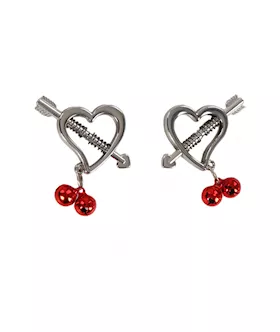 Heart Spring Secured Nipple Clamps with Bells