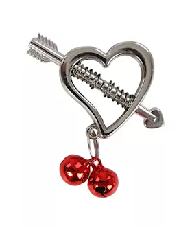 Heart Spring Secured Nipple Clamps With Bells