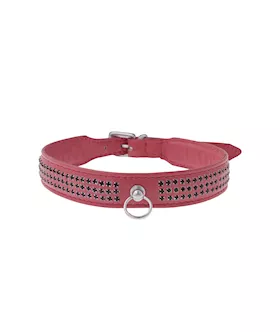 Bound X Pink Collar With Black Rhinestones