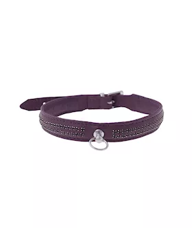 Bound X Purple Collar With Black Rhinestones  Two Rows