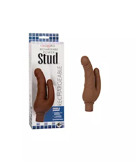 Rechargeable Power Stud Over & Under Double Dildo Vibrator