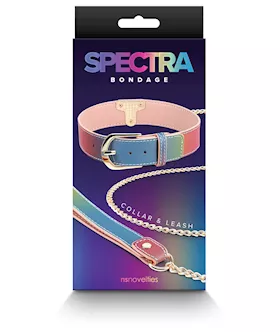 Spectra Bondage Collar And Leash Rainbow