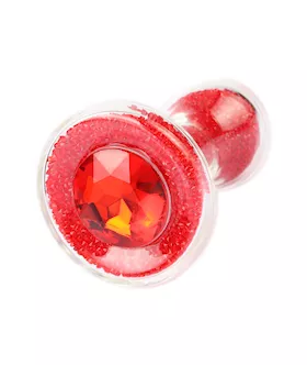 Glitter Gem Round Glass Butt Plug