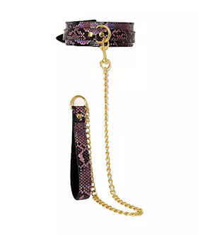 Share Satisfaction Snake-print Collar With Leash