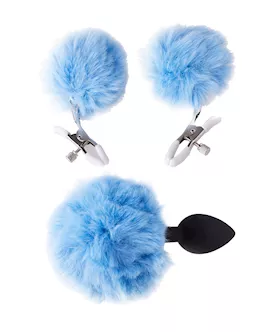 Pompom Nipple Clamp And Butt Plug Set