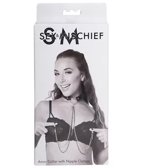Sex And Mischief Amor Collar With Nipple Clamps