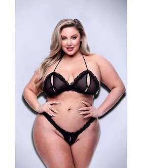 Baci 2pc PeekABoo Bra  Crotchless GString Set  Q BX