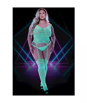 Lapdance Glow In The Dark Bodystocking With Garters