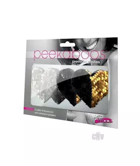 Peekaboo Reversible Sequin Heart Blkgld