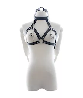 KinKi Bondage Harness with Nipple Clamps