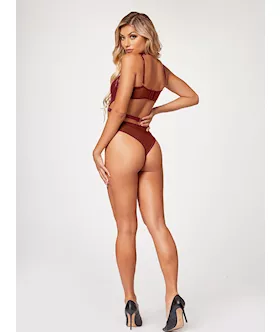 Midnight Love Vegan Leather Two Piece Teddy Set Stm-11524-wine-l