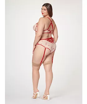 Sheer Elegance Two Piece Bra Set Stm-11484x-red-3x/4x