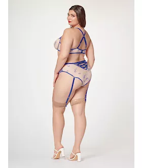 Sheer Elegance Two Piece Bra Set Stm-11484x-blue-1x/2x