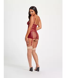 Midnight Love Vegan Leather Two Piece Chemise And Panty Set