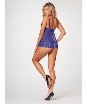 The Romantic Two Piece Babydoll Set Stm-11547-blue-s