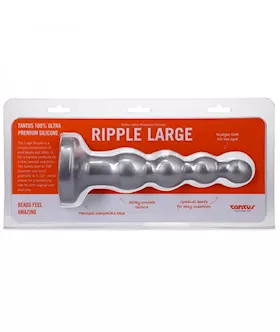 Tantus Ripple Large 8 In. Anal Beads Dildo Medium-firm Silver