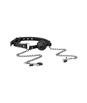 EasyToys Open Ball Gag With Nipple Clamps