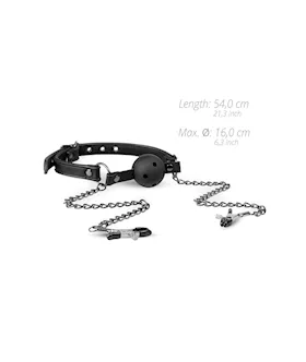 Easytoys Open Ball Gag With Nipple Clamps
