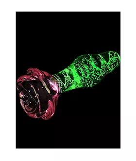 Lucent Glow In The Dark Bulging Rose Glass Butt Plug