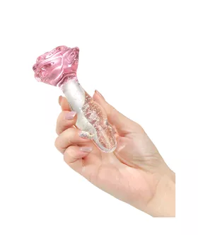 Lucent Glow In The Dark Bulging Rose Glass Butt Plug
