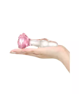 Lucent Glow In The Dark Bulging Rose Glass Butt Plug