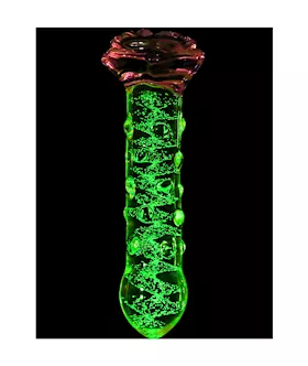 Lucent Glow In The Dark Spotted Rose Glass Massager