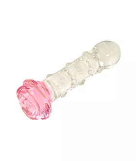 Lucent Glow In The Dark Spotted Rose Glass Massager