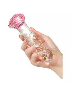 Lucent Glow In The Dark Spotted Rose Glass Massager