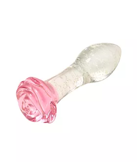 Lucent Glow In The Dark Rose Glass Butt Plug
