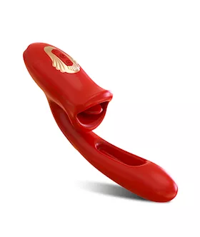 Dual Stimulation Vibrator with Licking Tongue and Internal Arm
