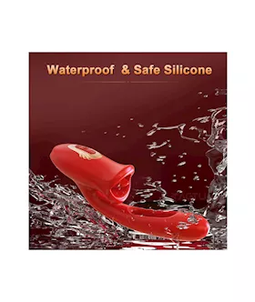 Dual Stimulation Vibrator With Licking Tongue And Internal Arm