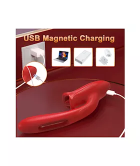 Dual Stimulation Vibrator With Licking Tongue And Internal Arm