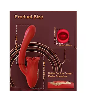 Dual Stimulation Vibrator With Licking Tongue And Internal Arm