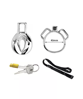 Imprisoned Sissy Stainless Steel Chastity Cage With Belt
