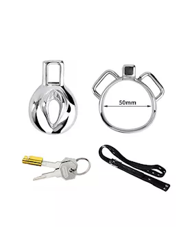 Imprisoned Sissy Stainless Steel Chastity Cage With Belt